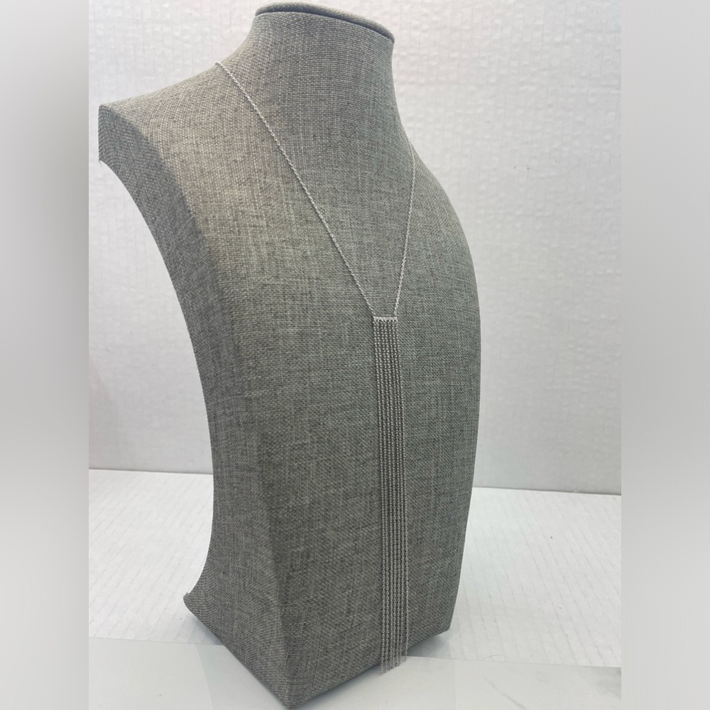 Fringe Necklace - Sterling Silver Long Tie Necklace - Picture 4 of 16